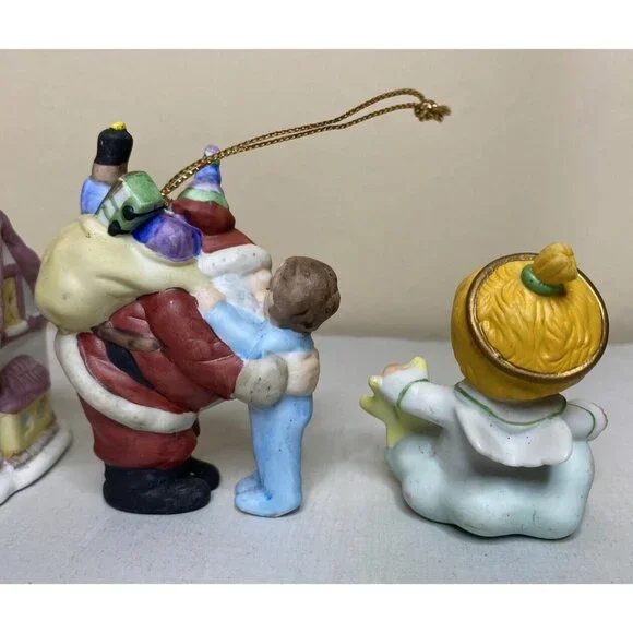 Vintage Porcelain christmas ornaments Lot Hallmark Katybeth Santa Angel & More - Picture 5 of 10